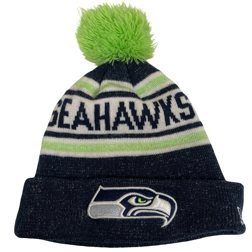 Seattle Seahawks NFL Knit Beanie Hat Pom Pom Green White Navy Adult New Era‎
